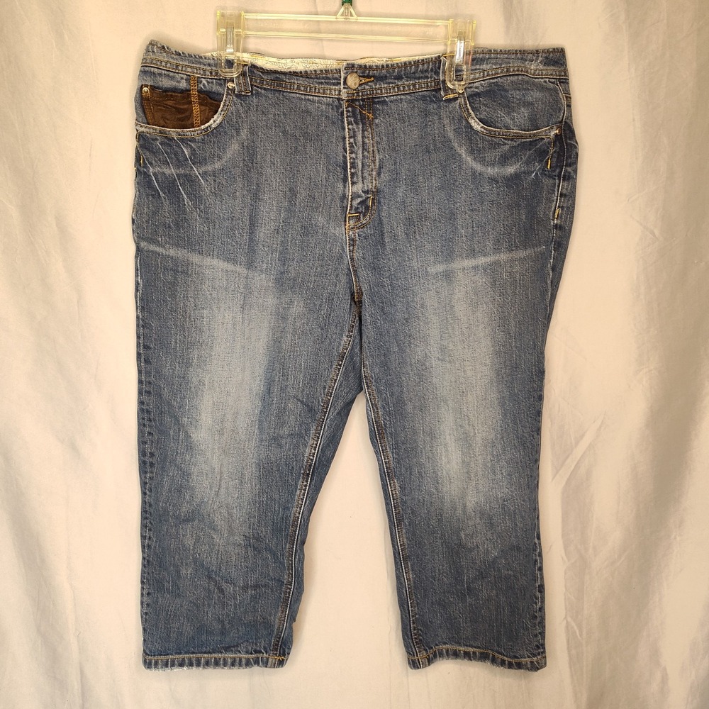 Venezia capri blue jeans patchwork embellished distressed size 20 western retro